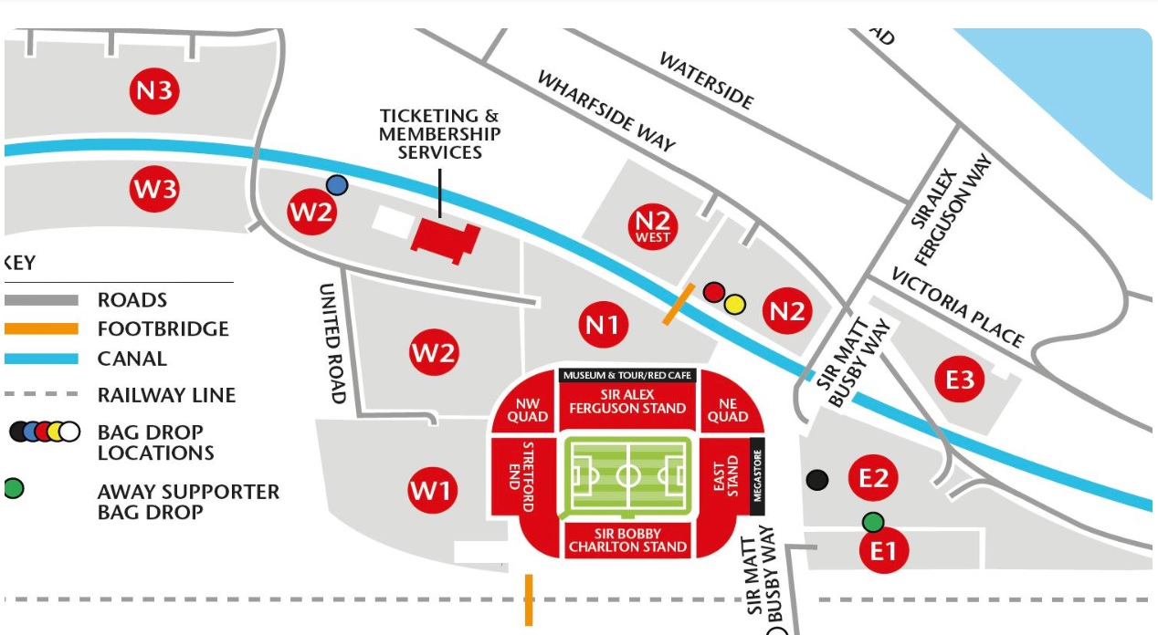 Manchester United Bag Drop Locations